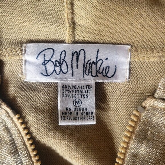 Bob Mackie Women's Gold Shimmer 1/4 Zip Hooded Sweatshirt - Size M - Picture 12 of 14